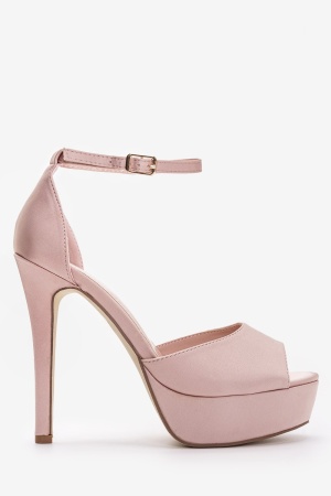 Ψηλά Πέδιλα Peep Toe με Λεπτό Τακούνι